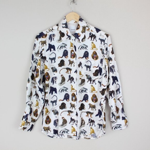 NWT Burberry Monkey Zoo Silk Button Shirt - Picture 2 of 16